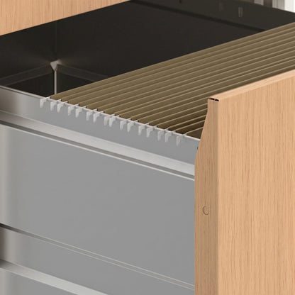 Bison Office Lateral File Cabinet with 2 Drawers on Wheels, Pearl White/Oak