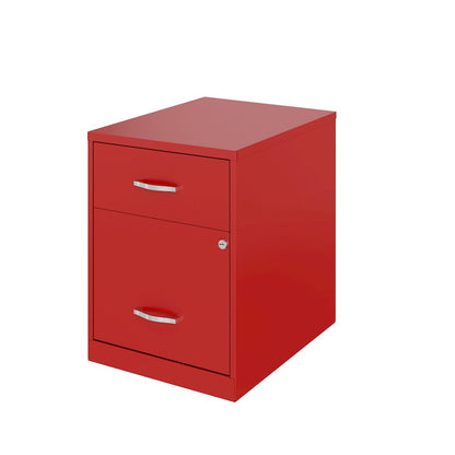 18" Deep 2-Drawer Letter Vertical File Cabinet, Accessory Drawer, Lava Red