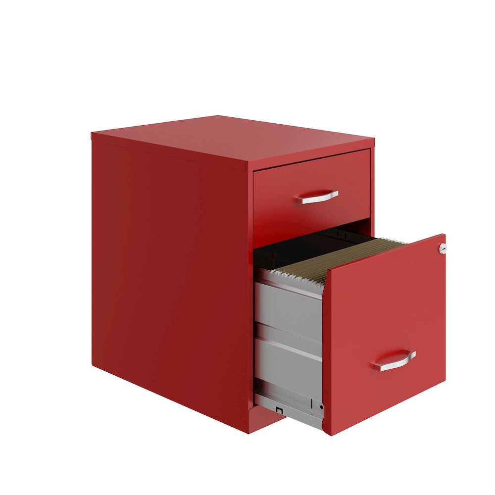 18" Deep 2-Drawer Letter Vertical File Cabinet, Accessory Drawer, Lava Red