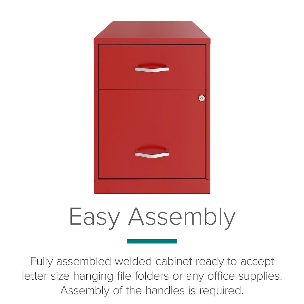 18" Deep 2-Drawer Letter Vertical File Cabinet, Accessory Drawer, Lava Red