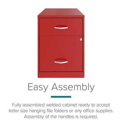 18" Deep 2-Drawer Letter Vertical File Cabinet, Accessory Drawer, Lava Red