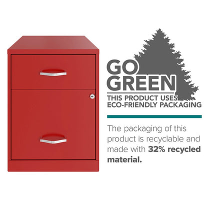 18" Deep 2-Drawer Letter Vertical File Cabinet, Accessory Drawer, Lava Red
