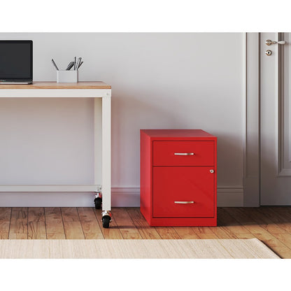 18" Deep 2-Drawer Letter Vertical File Cabinet, Accessory Drawer, Lava Red