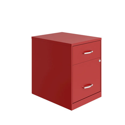 18" Deep 2-Drawer Letter Vertical File Cabinet, Accessory Drawer, Lava Red