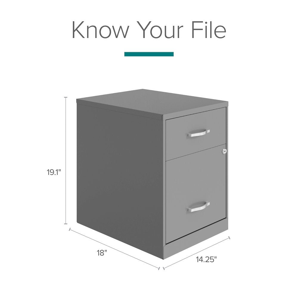 18" Deep 2-Drawer Letter Vertical File Cabinet, Accessory, Arctic Silver