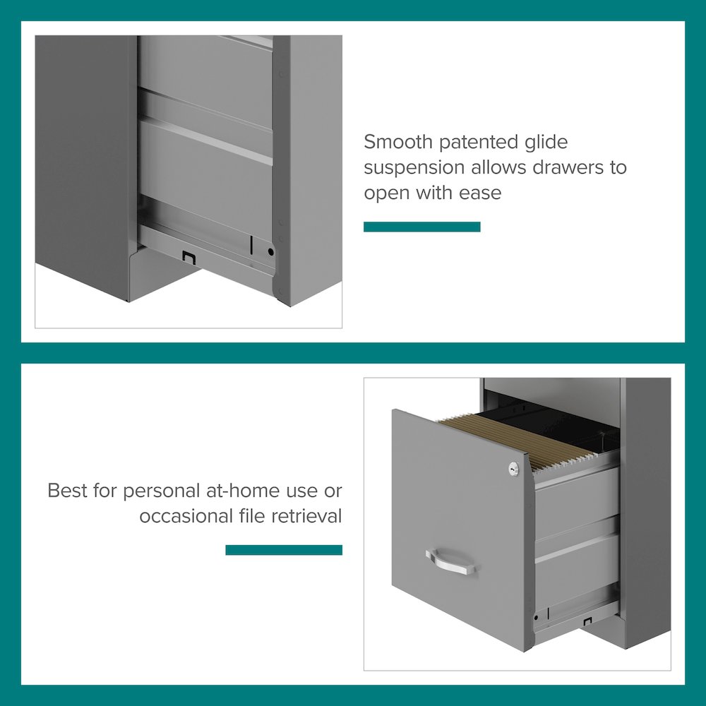 18" Deep 2-Drawer Letter Vertical File Cabinet, Accessory, Arctic Silver