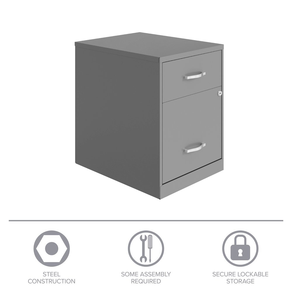 18" Deep 2-Drawer Letter Vertical File Cabinet, Accessory, Arctic Silver