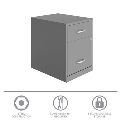 18" Deep 2-Drawer Letter Vertical File Cabinet, Accessory, Arctic Silver