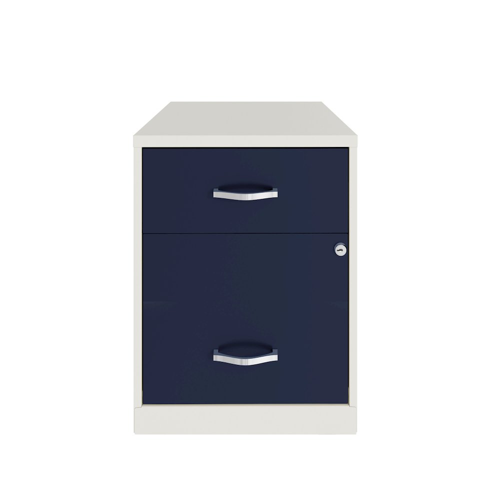 18" Deep 2-Drawer Letter Vertical File Cabinet, Pearl White / Navy