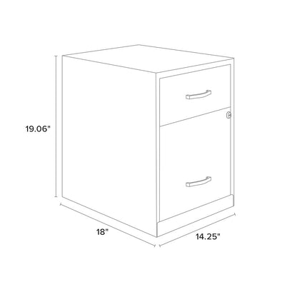 18" Deep 2-Drawer Letter Vertical File Cabinet, Pearl White / Navy