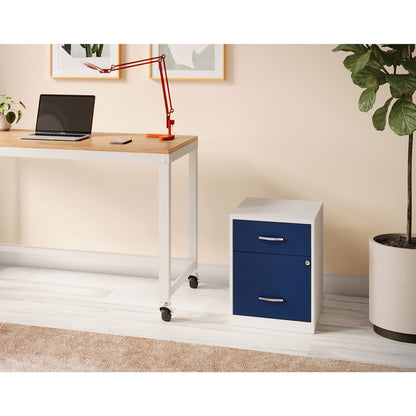 18" Deep 2-Drawer Letter Vertical File Cabinet, Pearl White / Navy
