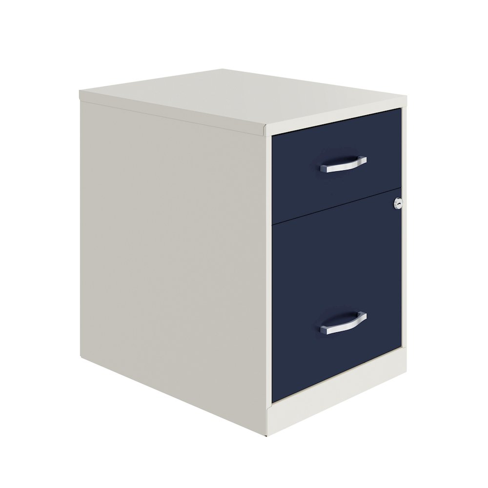 18" Deep 2-Drawer Letter Vertical File Cabinet, Pearl White / Navy