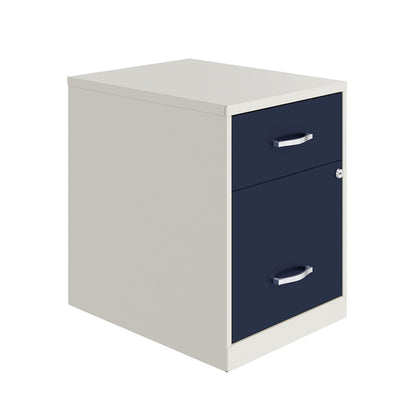 18" Deep 2-Drawer Letter Vertical File Cabinet, Pearl White / Navy