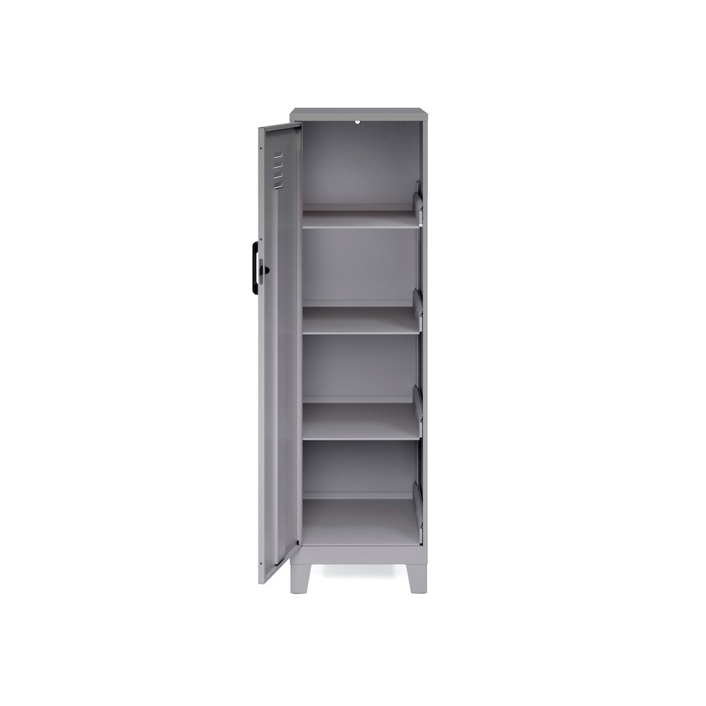 53.38" High 4-Shelf Storage Locker Cabinet, Riser Legs, Arctic Silver