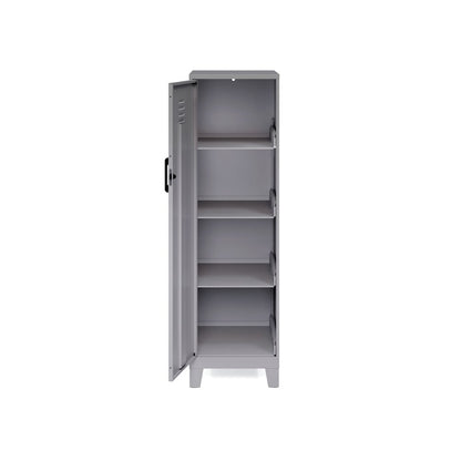 53.38" High 4-Shelf Storage Locker Cabinet, Riser Legs, Arctic Silver