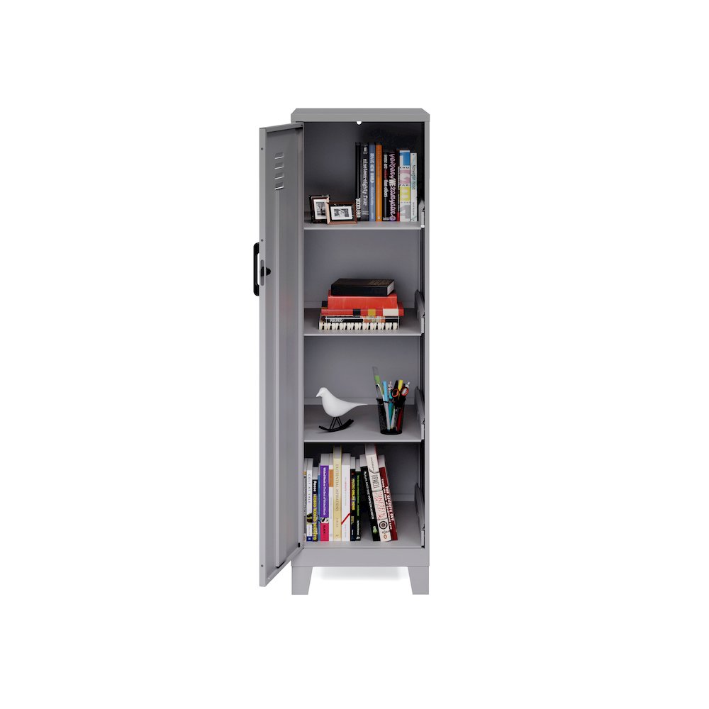 53.38" High 4-Shelf Storage Locker Cabinet, Riser Legs, Arctic Silver