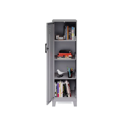 53.38" High 4-Shelf Storage Locker Cabinet, Riser Legs, Arctic Silver