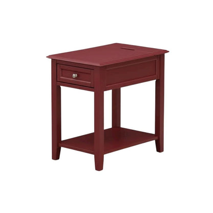 Burgundy Mid Century Night Stand with Single Drawer and Sturdy Design