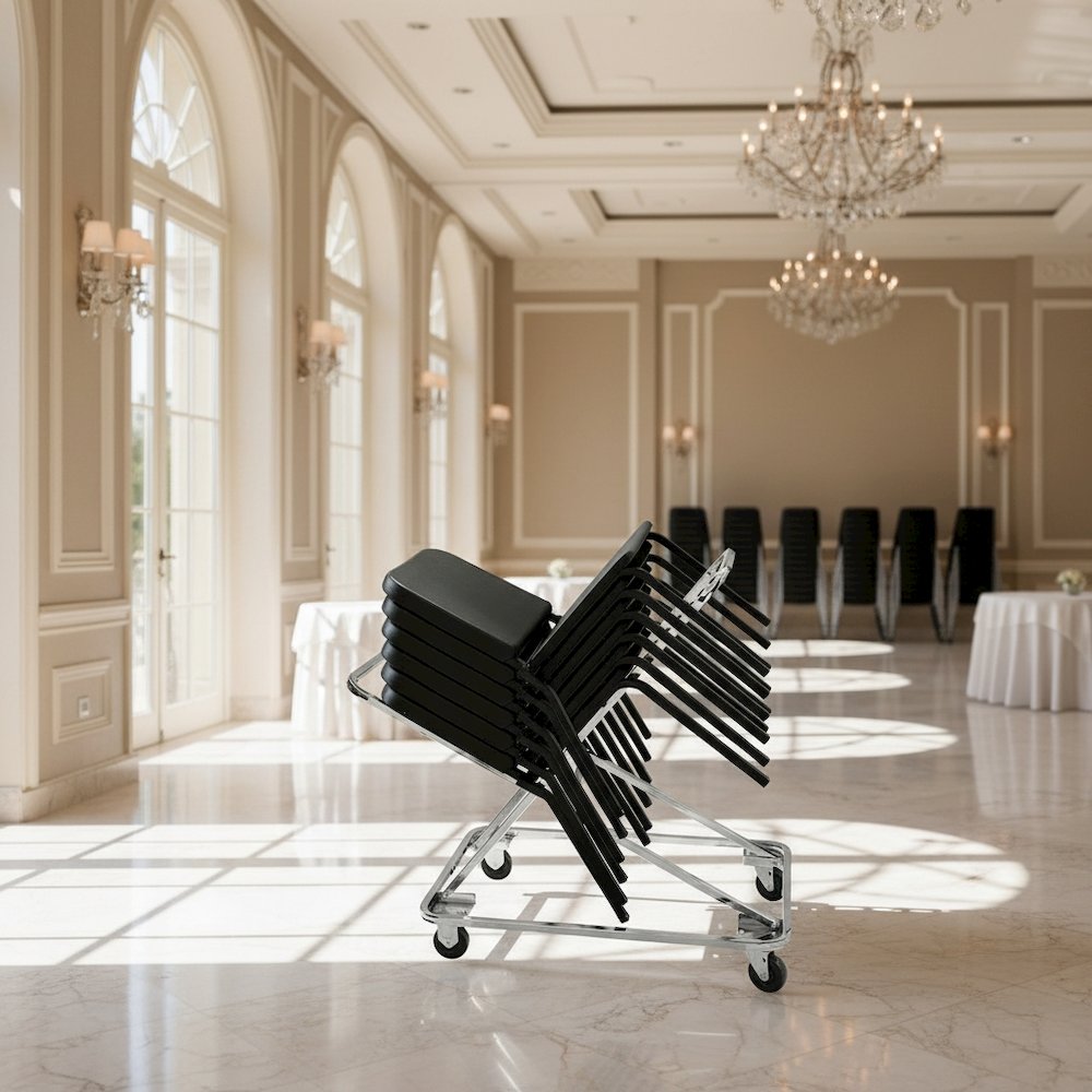 Dolly for 8200 Series Melody Chairs – Heavy-Duty Steel Chair Dolly with Chrome Frame, Hard Rubber Casters, Holds Up to 18 Chairs, 332 lbs Capacity