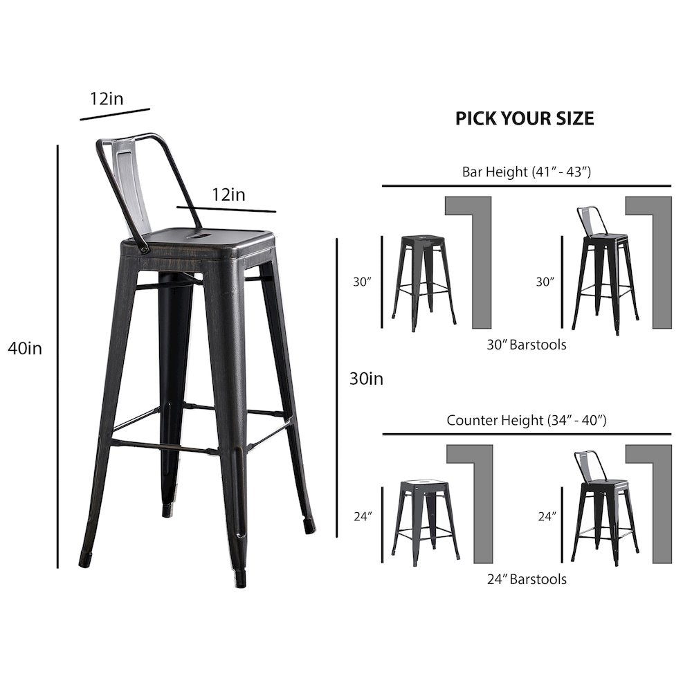 Modern Industrial Costal Metal Barstools