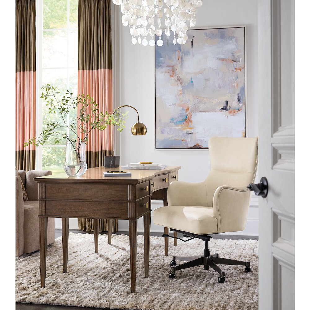 Lazzaro Executive Tilt Leather Swivel Chair in Beige by Hooker Furniture