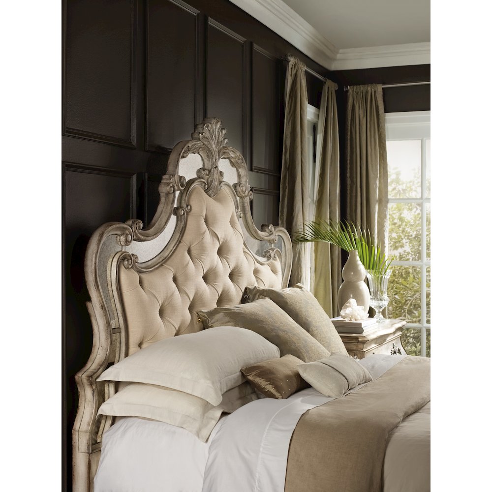 Hooker Furniture Sanctuary Upholstered California King Bed in Silver
