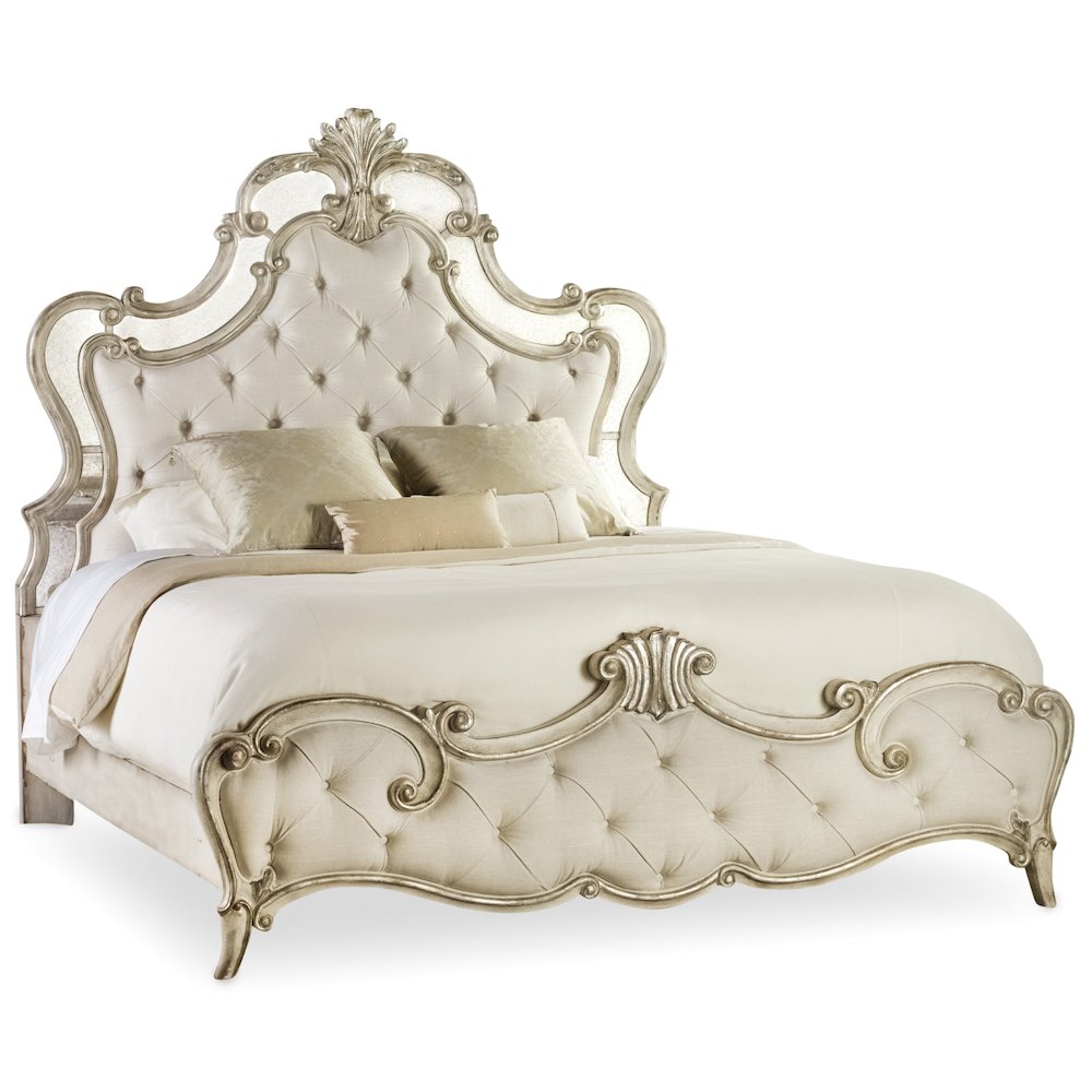 Hooker Furniture Sanctuary Upholstered California King Bed in Silver