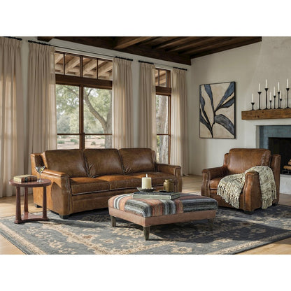 Hooker Furniture Yates Leather Sofa in Buckaroo Colt