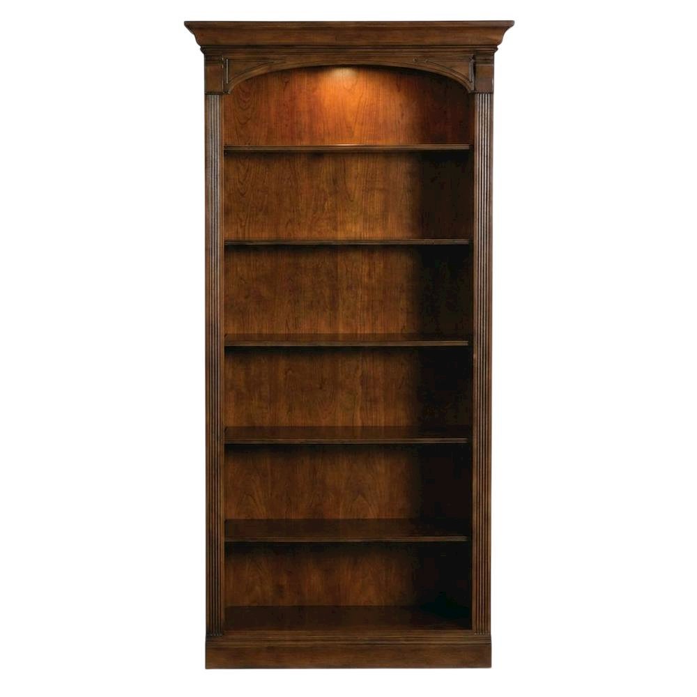 Cherry Veneer Tall Open Bookshelf with Distressed Wood Shelves for Office, Brown
