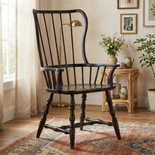 Wood-Frame Spindle Arm Chair for Kitchen and Dining Room, Black