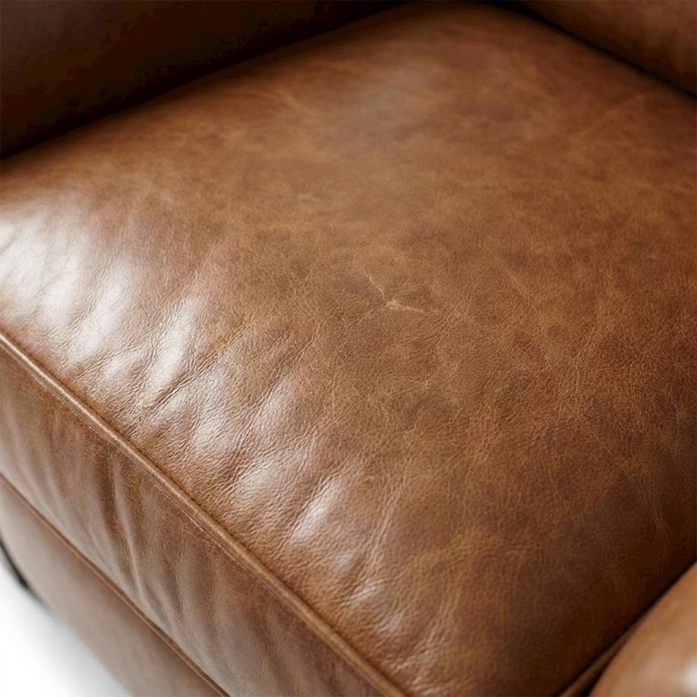 Shasta Aniline Top Grain Leather Recliner Chair with Fixed Arms, Brown