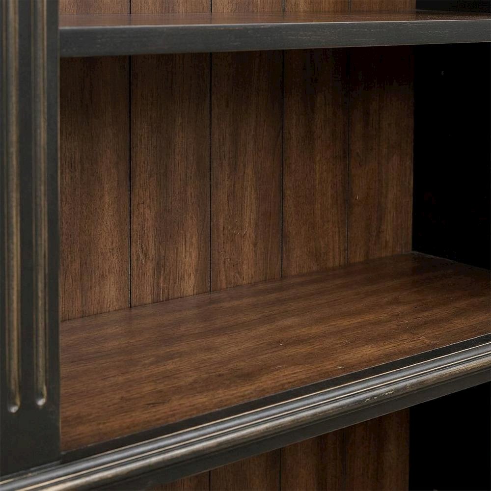 Wood Veneer Tall Bookcase with Display Shelves for Office and Living Room, Black