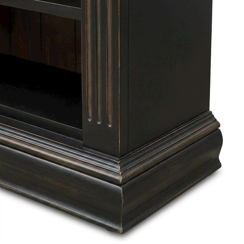 Wood Veneer Tall Bookcase with Display Shelves for Office and Living Room, Black