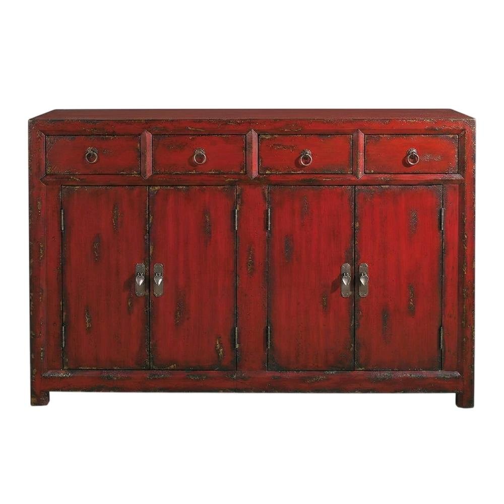 Wood Veneer Entertainment Center, Red