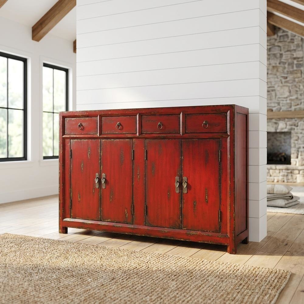 Wood Veneer Entertainment Center, Red