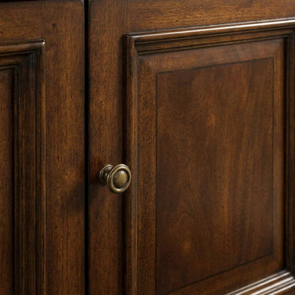 Mahogany Veneer Buffet with Distressed Cathedral Swirl Finish, Drawers, Brown