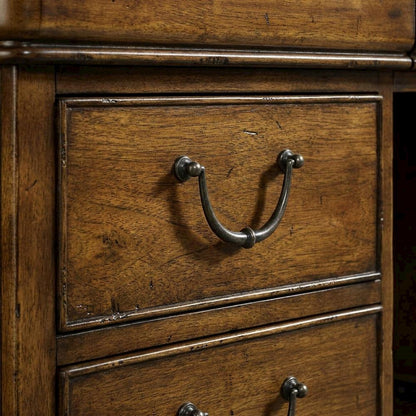 Pecky Pecan Veneer Executive Desk with Drawers, Brown