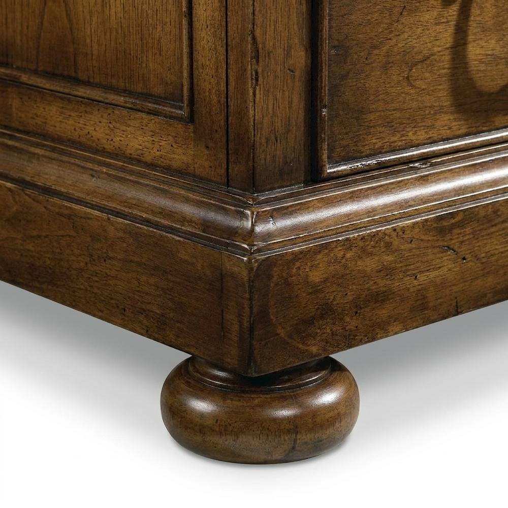 Pecky Pecan Veneer Executive Desk with Drawers, Brown