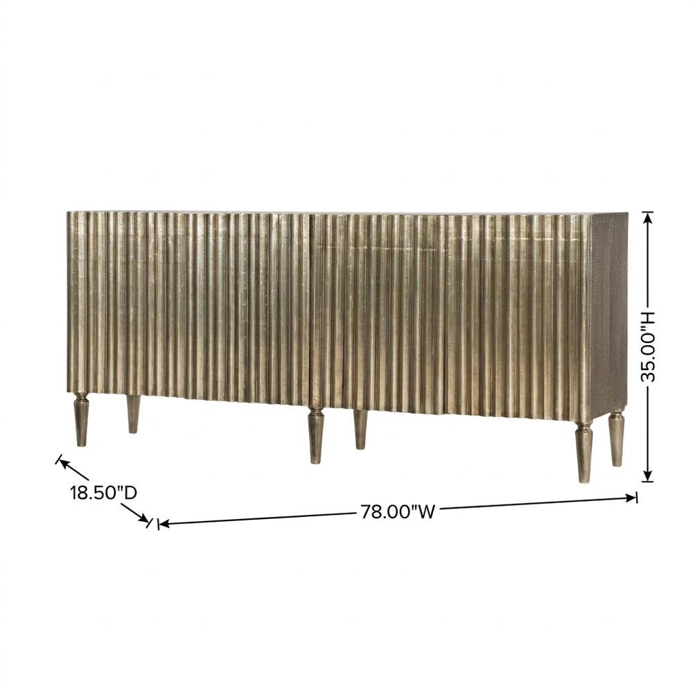 Mango Wood Entertainment Center with German Foil Finish, Silver