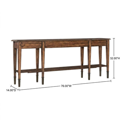 Acacia Wood Skinny Console Table with Drawers for Entryway with Storage, Brown