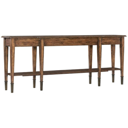 Acacia Wood Skinny Console Table with Drawers for Entryway with Storage, Brown