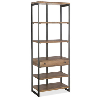Hooker Furniture 5 Shelf Bookcase in Medium Wood and Gray