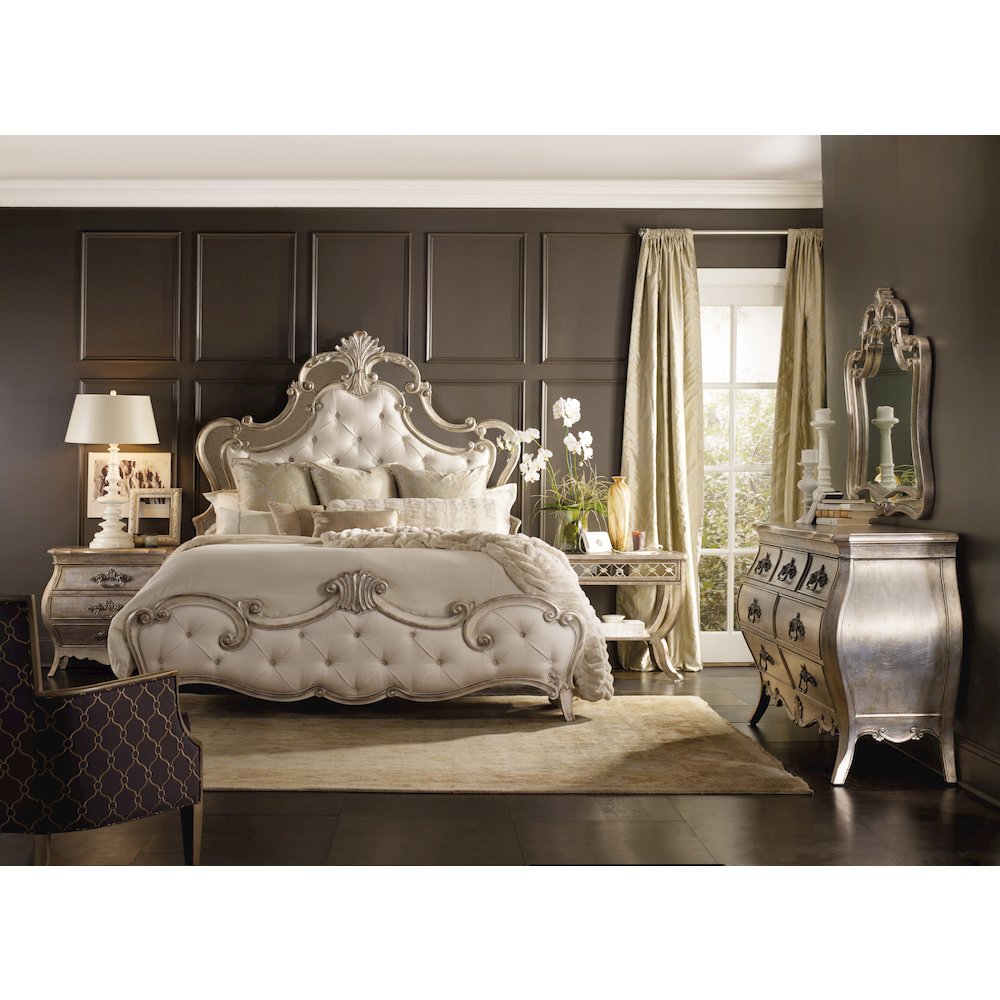Hooker Furniture Sanctuary Upholstered California King Bed in Silver