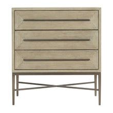 Oak Veneer Night Stand with Three Drawers, Bedside Table with Storage, Beige