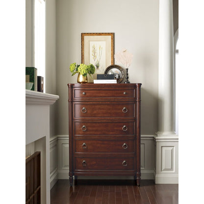 Charleston Solid Wood 5-Drawer Tall Chest of Drawers, Maraschino Cherry