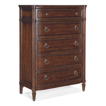 Hooker Furniture Charleston 5-Drawer Wood Chest in Maraschino Cherry Brown