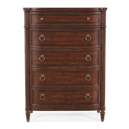 Charleston Solid Wood 5-Drawer Tall Chest of Drawers, Maraschino Cherry