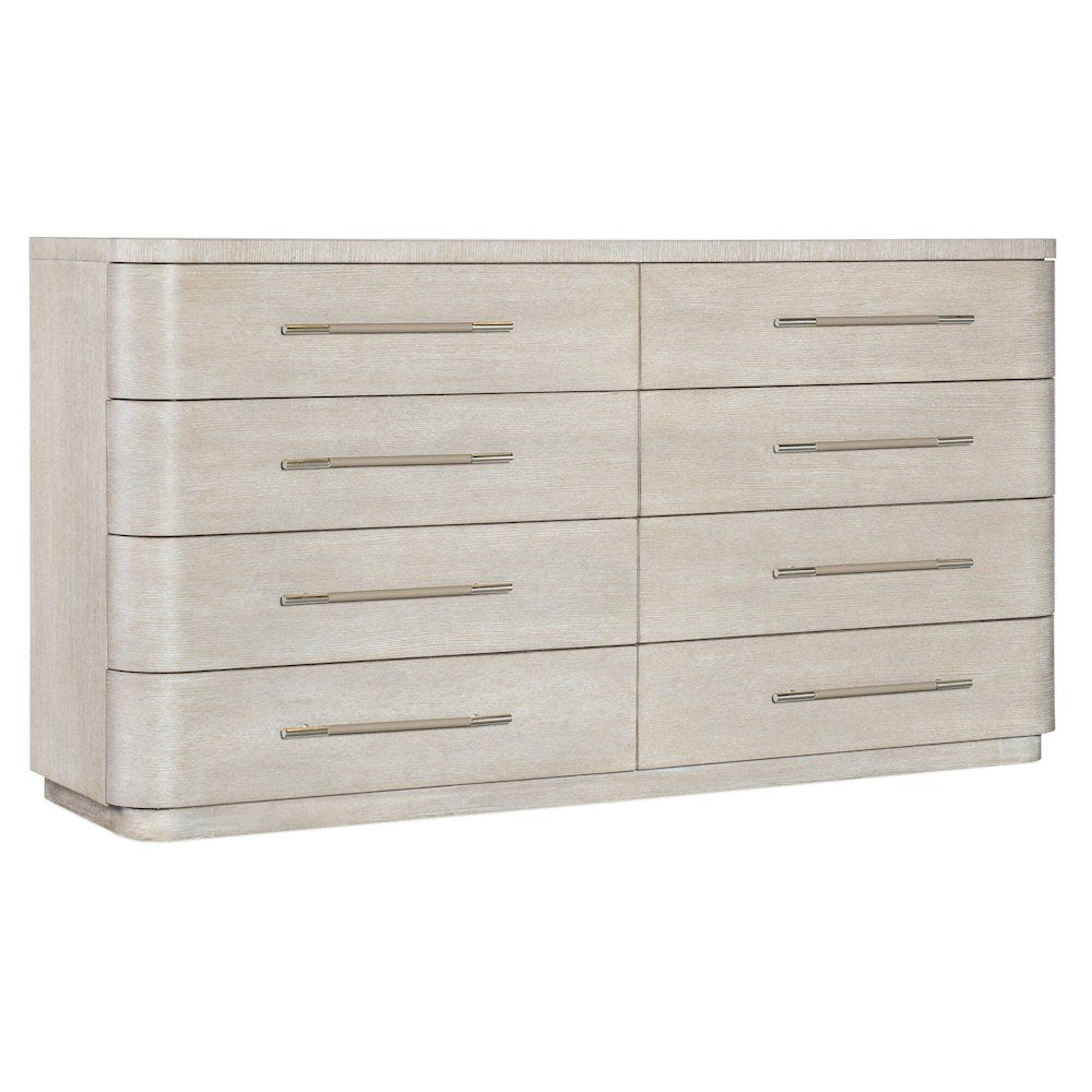 Modern Mood Wide Wood Dresser, 8-Drawer Horizontal Chest of Drawers, Light Wood