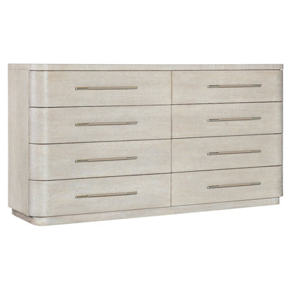 Modern Mood Wide Wood Dresser, 8-Drawer Horizontal Chest of Drawers, Light Wood