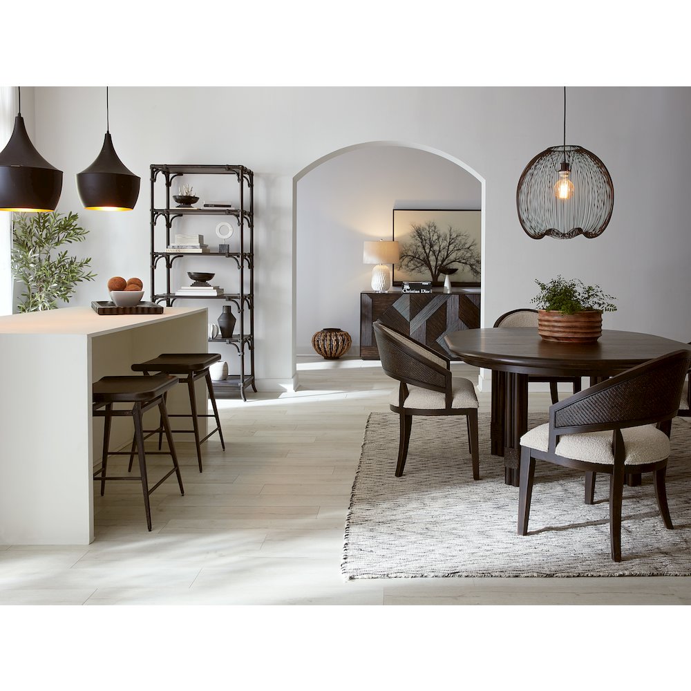Retreat Pole Rattan Round Dining Table with 1-20in Leaf